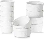 12pcs 2.5 oz Ramekins for Creme Brulee Porcelain Ramekins Oven Safe, Classic Style Ramekins for Baking Souffle Ramekins Bowls(White)