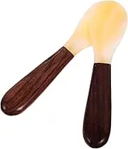 OKUMEYR 2Pcs Natural Shell Spoons with Ebony Handles Comfortable Coffee and Dessert Spoons Smooth Polishing Fine Workmanship Practical Kitchen Utensils for Home Use