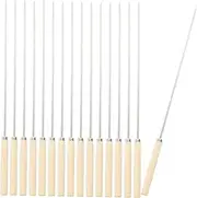 25pcs Flat Stainless Steel Skewers with Comfortable Handle for Grilling Meat and Vegetables BBQ Skewers for Outdoor Barbecue Parties for Heavy Duty Use