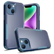 For Apple iPhone 14 3in1 Case Drop Resistant Defender Tradies Hybrid Armor Heavy Duty Rugged Shockproof Tough Cover (Navy Blue)