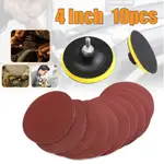 10PCS 4" SANDING DISC + DRILL ADAPTER HOOK LOOP SANDER BACKE