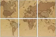 JBER Art Acoustic Panels, 6 Pack Self-Adhesive Large Wall Art Paintings for Wall Decoration, Sound Absorbing Panels for Recording Studio, Living room, Bathroom,180 x 120 cm(Ancient world map)
