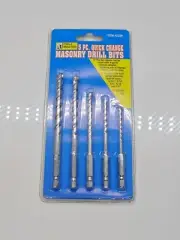 Drill Master 5 Pc Masonry Bit Cocrete Hex Shank Quick Change Set Carbide Tipped