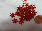 Vintage Metallic Red Daisy shaped sequins - 60 pcs.