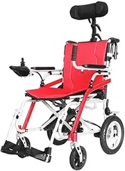 Lightweight Wheelchair, Folding Electric Wheelchair Open/Fold in 3 Second 13Kg Lightest Most Compact Power Chair Drive with Electric Power Or Use As Manual for Disabled Elderly Red,Portable