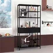 Fin 180Cm Tall Bookshelf With Drawers Industrial Bookcase W/ 6 Tiers Storage Shelves