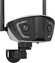 4MP 4G Outdoor WiFi Surveillance Camera POE Dual Lens 180° Ultra Wide Angle Color Night Vision Security Camera(4MP 4G Add 128G TF)