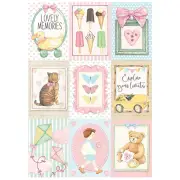 Stamperia Rice Paper Sheet A4 - Small Cards, Day Dream