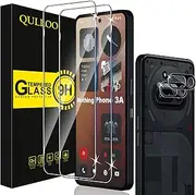 QULLOO Screen Protector for Tempered Glass for Nothing Phone (3a), Pack of 2 Screen Protectors with 2 Camera Protection, 9H Hardness, HD Clear, Anti-Scratch Film
