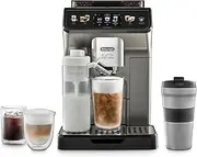 De'Longhi Eletta Explore ECAM450.86.T, Automatic Coffee Machine, Hot & Cold Automatic Milk Frothing, Cold Brew, Iced Coffee, Over 50 Recipes, Integrated Grinder, Travel Mug, Wi-Fi, Titanium