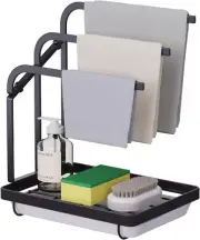 Apsan Sponge Holder with Drain Pan for Kitchen Sink, Kitchen Sink Caddy Organize