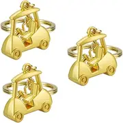[Ipetboom] Golfing Cart Keychain Charms 3pcs Gold Metal Pendant Charms Decorative Keyring for Bag