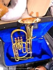 BARITONE HORN MADE OF PURE BRASS IN GOLDEN POLISH + CUSHION CASE + FREE SHIPPING