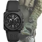 BELL & ROSS 黑色啞光陶瓷計時機械腕錶(BR0394-BL-CE)-42MM