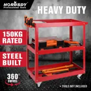 Tool Trolley 3-Tier Workshop Cart Rolling Steel Parts Storage Handyman 150KG Red