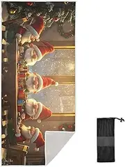Joitme Christmas Cute Gnomes Gold Quick Dry Bath Towels, S Size, Bath Sheet Towels, Sand Free Beach Towel