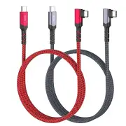Right Angle USB C Cable 3ft,100W 10Gbps USB-C to USB-C 3.1 Gen2 PD Fast Charg...