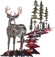 Moxweyeni Metal Deer Wall Art Forest Deer Wall Decor Metal Tree Wall Art Metal x