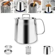 2-in-1 304 Stainless Steel Multifunctional Oil Strainer Pot 1.5L/2L Essential Grease Container for Deep Frying Large Capacity Versatile Oil Filter Multi-functi