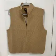 NWT Woolrich Women’s Winola Vest Size Large Camel Tan 100% Wool Zip Up Diamond