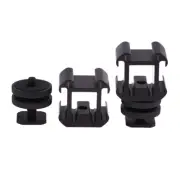 Camera Three-Head Hot Shoe Mount Adapter Dual Screws Bracket Stand Holder CR