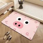 Instant Dry Bath mat, Super Absorbent, Water Absorption, Soft Bath Stone, Bathroom Mat Rug, 19.7 * 31.5/23.6 * 35.4 inch, diatomite, Non-Slip, Dirt Repellent, rinsable (Pig, 60 * 90cm)