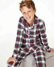 New Family PJ's Kids 2 Pcs Holiday Stewart Plaid Pajama Set, M(6/7)