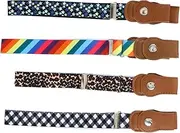[Minkissy] Adjustable Boys and Girls Waist Belts 4pcs Elastic Stretch Belts Fashion Imitation and Girls for