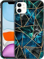 GlamCase for iPhone 11, iPhone 11 Case - Blue Marble Geometric Pattern Design Printed Slim & Sleek Cute Plastic Hard Snap on Protective Designer Back Phone Case/Cover for iPhone 11