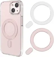Universal Magnetic Adapter Ring 2 Pack, Compatible with MagSafe Accessories, iPhone 16/15/14/13/12/11 (Mini, Pro, Max), Samsung Galaxy S22/S21 FE Ultra (White+Pink)