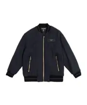 Balmain Kids Zip-Up Logo Patch Bomber Jacket 13,6 Black