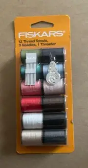 Fiskars 12 thread spools 3 needles 1 threader