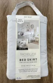 Rachel Zoe Bed Skirt Lofted Dorm Bed Twin XL Pale Gray Grey 42” Drop Height NEW