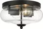 Black Ceiling Light Fixtures, Indoor Outdoor Flush Mount Ceiling Light with Seed
