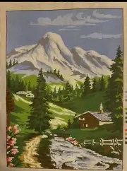 Printed needlepoint Tapestry Cabin In The Mountains Canvas Only 45x60 Cm Temeljk