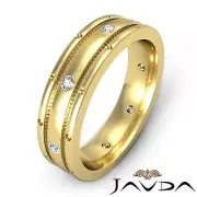 Diamond Mens Eternity Wedding Band Matt Finish Solid Ring 14k Yellow Gold 0.16Ct