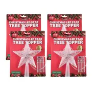 Christmas by SAS [4PK] Flashing Christmas Led Star Tree Topper, Multicoloured - 14cm x 18cm
