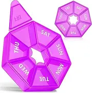 EZONEDEAL 7-Sided Portable Pill Box Medicine Planner Small case (Seven Day Weekly Travel Container) Medication, Vitamin Holder Boxes Organizer Pillbox Dispenser Organizer, sorter & Reminder containers (Purple)
