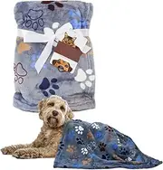 Pet Blanket for Dogs and Cats Small Medium Fleece Flannel Blanket for Pets 100x 85cm - Soft Fluffy Warm Blanket Throw for Pets- Cute Dog/Cat Blanket - (Colourful Paws)