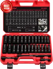 29-Piece 1/2" Drive Impact Socket Set SAE Metric Deep Sockets Extension Bars CR-
