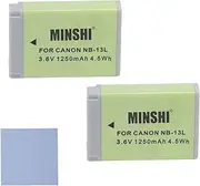 [MINSHI] Replacement Battery Compatible with Canon PowerShot SX740 HS (2 Pack) 3.6V 1250mAh High Capacity High Efficiency Battery 『 CameraLens Cleaning Cloth as A Gift.』