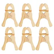 6-Pack Wooden Play Clips for Curtains, Wardrobes, Balcony, Wooden Clips Wood Color