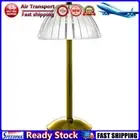 LF# Crystal Table Lamp Metal Base Rechargeable Touch Desk Light (Half Moon Cryst