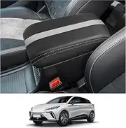 CDEFG Compatible with MG4 MG 4 2024 2023 2022 Centre Armrest Armrest Lid Cover Scratch Protection Centre Console Faux Leather Armrest Box Cover Car MG4 EV Accessories (Grey/White)