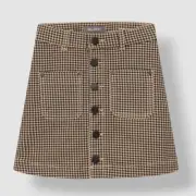 $59 DL 1961 Kids Girl's Brown Patch Pocket Button Front Mini Skirt Size 16
