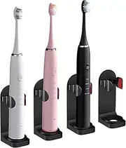 Lyvixora 4-Pack Electric Toothbrush Holder Wall Mount - Adjustable Size Bathroom Organizer with Non-Slip Mat, Vertical Stand for Toothbrush/Razor/Beauty Tools (Black)