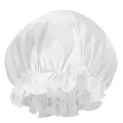 Women's Natural Silk Night Cap Satin Sleep Caps Elastic Head 1-White(Elastic)