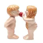 Stunning Beige Adam and Eve Magnetic Ceremic Salt and Pepper Shakers