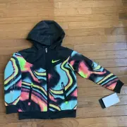 Nike Kids Jacket 4XS Hot Punch Full Zip; Light Weight Water Repel; Hood; NWT