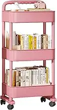 Multipurpose Trolley, Portable Folding Bookcase with Wheels, Moveable Multi-Purpose Trolley, Multi-Tier Storage Trolley, Height Adjustable Book Cart for Home Library